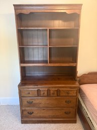 Haywood Wakefield Traditional Maple Hutch Dresser With Ornate Drawer Pulls.