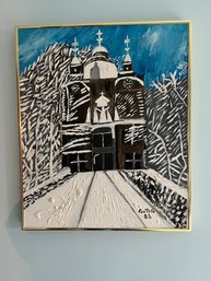 Colorful Cathedral Painting, Signed Gutig 83