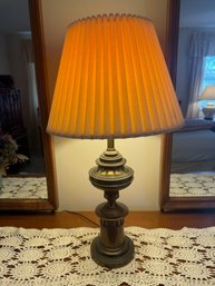 Vintage Stiffel Brass Table Lamp With A Pleated Shade