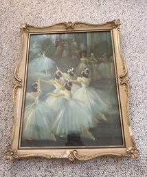 Framed Mid-century Print Of Ballerinas By Artist Carlotta Edwards