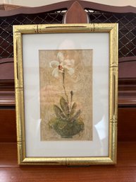 Framed Cheri Blum Print Of A White Orchid With Faux Bamboo Frame