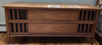 Vintage Mid-century Modern Garrard Wooden Stereo Console With Speaker Grilles
