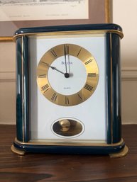 Bulova Quartz Mantel Clock With A Pendulum.
