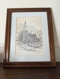Framed Pen-and-ink Drawing Of Bruton Parish Church By Clark M. Goff