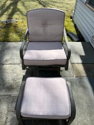 Outdoor Metal-framed Chair/ottoman With Upholstered Cushions #1