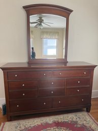 Thomasville Cherry Wood 10 Draw Dresser And Mirror