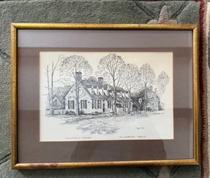 Pen-and-ink Print Of Chowning's Tavern By Clark M. Goff.