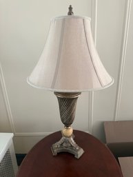 Decorative Table Lamp With A Twisted Base And Fabric Shad