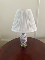 Vintage Chinoiserie Porcelain Table Lamp With Floral And Butterfly Decoration