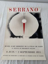 An Original 1973 Exhibition Poster For Artist Serrano At The Muse D'Art Moderne De La Ville De Paris.