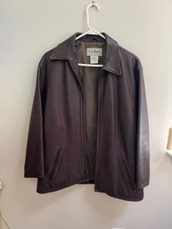 LL Bean Leather Jacket Size M, Lining A Bit Frayed
