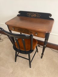Hitchcock Stenciled Writing Desk And Chair Set.