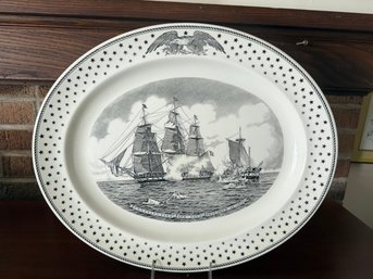 Wedgwood Transferware Platter Depicting The Battle Of Constitution And Java