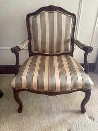 Thomasville A Louis XV Style Carved Walnut With Striped Chenille Upholstery