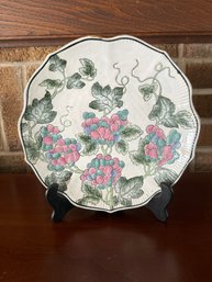 Vintage Andrea By Sadek Decorative Plate With Grape Motif.