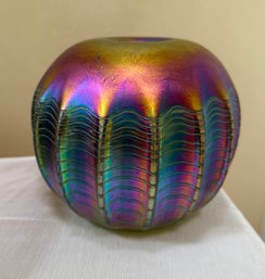 Circular Iridescent Vase