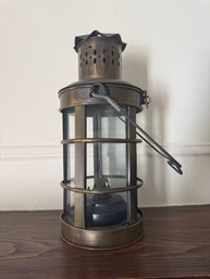 Vintage Brass And Glass Kerosene Oil Lantern By Enesco Imports