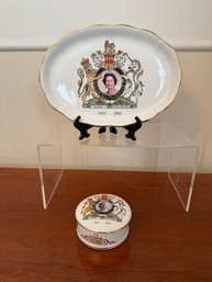 Royal Burlington Golden Jubilee Of Queen Elizabeth Small Platter And Trinket Box
