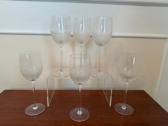Pier 1 Imports Etched Vertical Stripe Wine Glasses