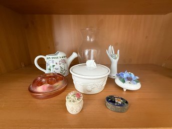 The Leftovers: Iridescent Frog, Porcelain Ring Holder, Lidded Casserole, Trinket Boxes And More