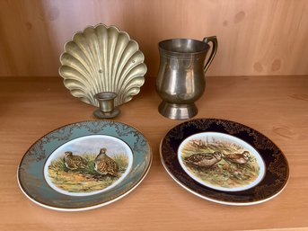 Weatherby By Royal Falcon Giftware Decor Plates, Things To Remember Mug And Brass Shell Candle Holder