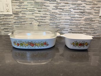 Vintage Corning Ware Casserole Dishes In The 'Spice Of Life - Le Romarin' Pattern