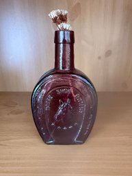 Amethyst Glass 'Horse Shoe Bitters' Bottle With Embossed Horse Head