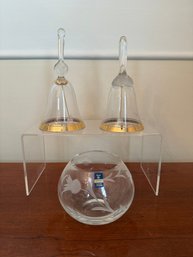 Gleneagles Crystal Made In Scotland And Crystal Bells With Hold Rim