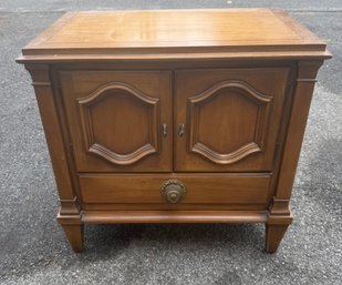 Vintage Century Wooden End Table With Drawer And Cabinet Doors.
