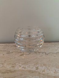 Tiffany & Co. Signed Crystal Bowl Vase Wave Ripple Look Heavy