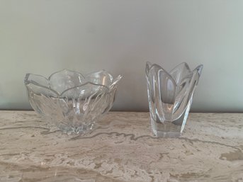 Orrefors Crystal Vase And Bowl