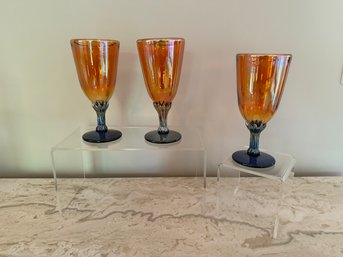 3- Rick Strini Art Glass Goblets