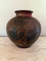 Raku Pottery Round Vase