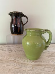 Green Pottery Vase And Studio Art Vase