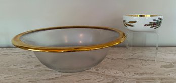Gold Rim Serving Bowl And Royal Worcester Eveham Made In England Vegetable Bowl