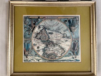 Decorative Antique-style Map Print Of The Americas, Dated 1596