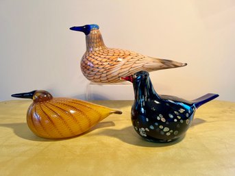 3 Oiva Toika Ittala Finland Art Glass Wildwood Cuckoo