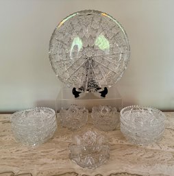 Cut Glass Platter, Plates, And More