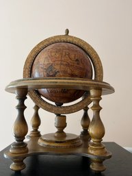 Vintage Terrestrial Globe With Wooden Stand And Italian Climate Zone Markings.