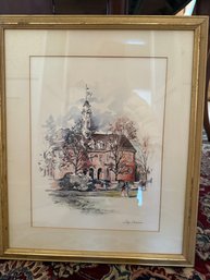Framed Watercolor Print By Coby Carlson Of The Williamsburg Capitol Building