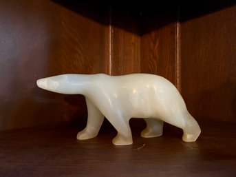 Mark Totan White Polar Bear Stone Sculpture