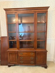 Vintage Mahogany Chippendale-style China Cabinet With Glass Doors And Drawers