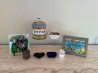Littles: Butter Dishes, Trinket Trays, Susanne Ball Art Post Card, Trivet And More