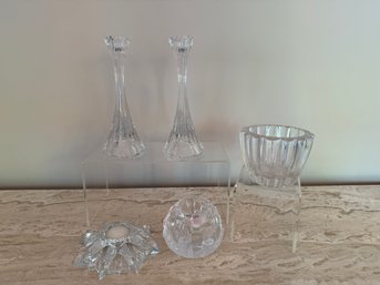 Crystal And Lead Glass Candle Holders