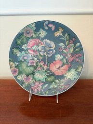 Glazed Chinese Ceramic Macau Plate With Raised Floral Motifs.