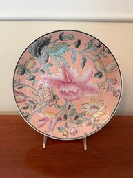 Vintage Hand-painted Macau Porcelain Decorative Plate With Floral Motifs
