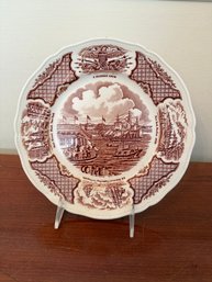 Alfred Meakin Brown Transfer-ware Historical Commemorative Plate.