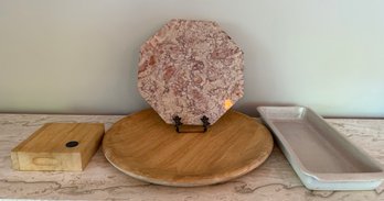 Trays: Wood, Marble And Stone