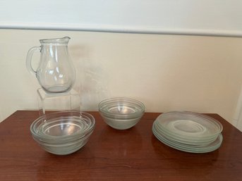 Glass Heat Durable Nesting Bowls And Vintage Pasabahce Glass Pitcher