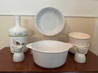 Casserole Dishes, Serving Bowls, And Egg Cups, Classic White